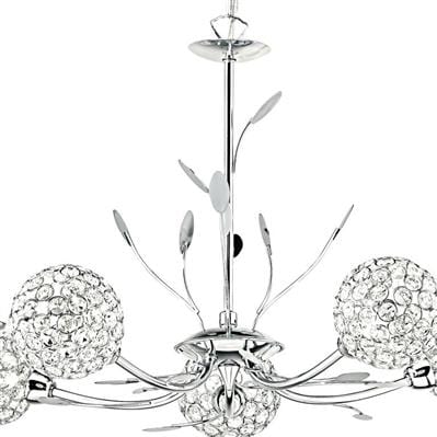 Searchlight Bellis II 5Lt Pendant - Chrome & Clear Glass 5575-5CC