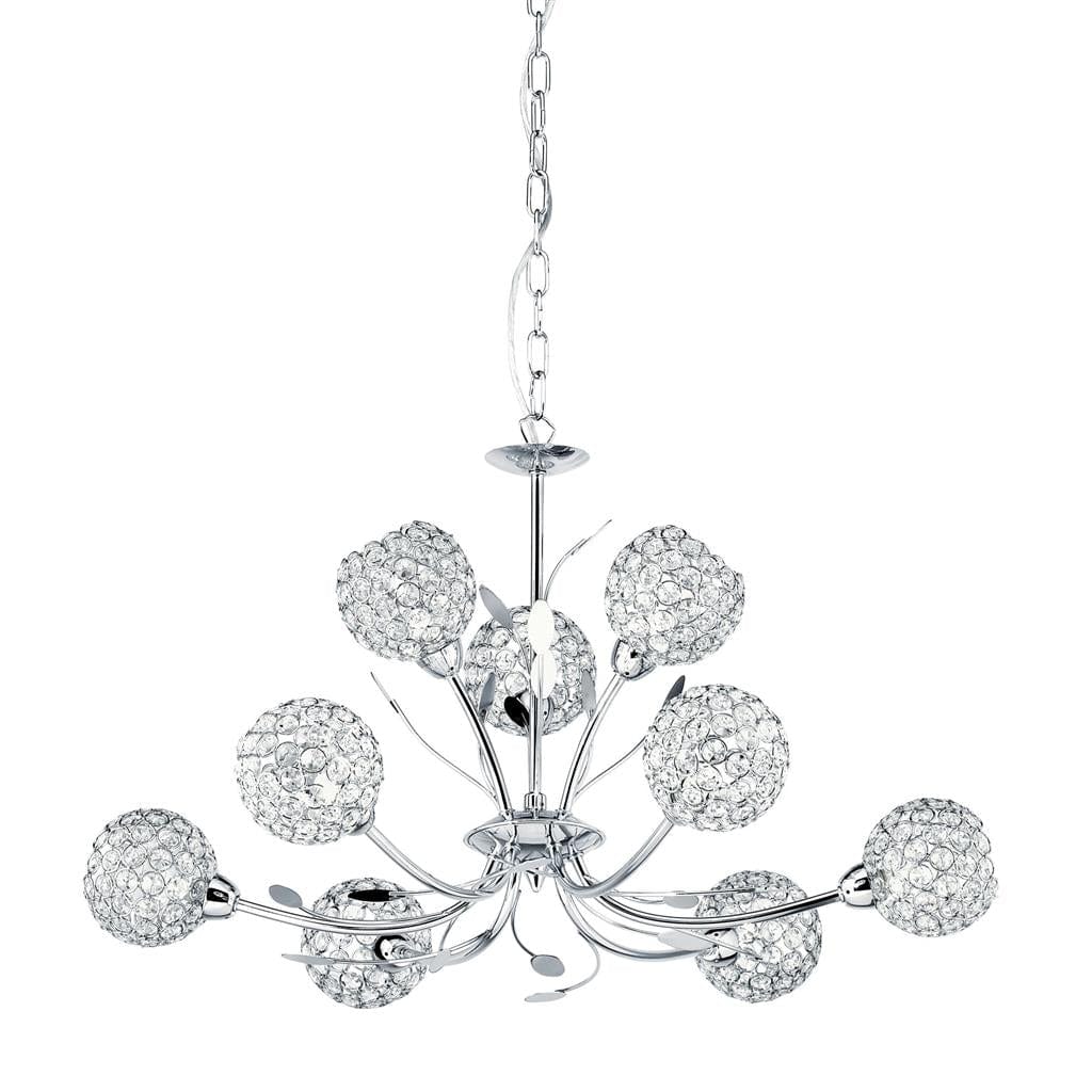 Searchlight Bellis II 9Lt Pendant - Chrome & Clear Glass 5579-9CC