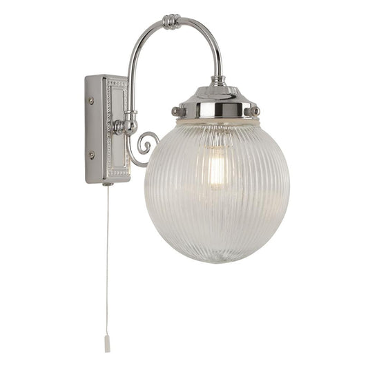 Searchlight Belvue Wall Light  - Chrome Metal & Acid Glass 3259CC