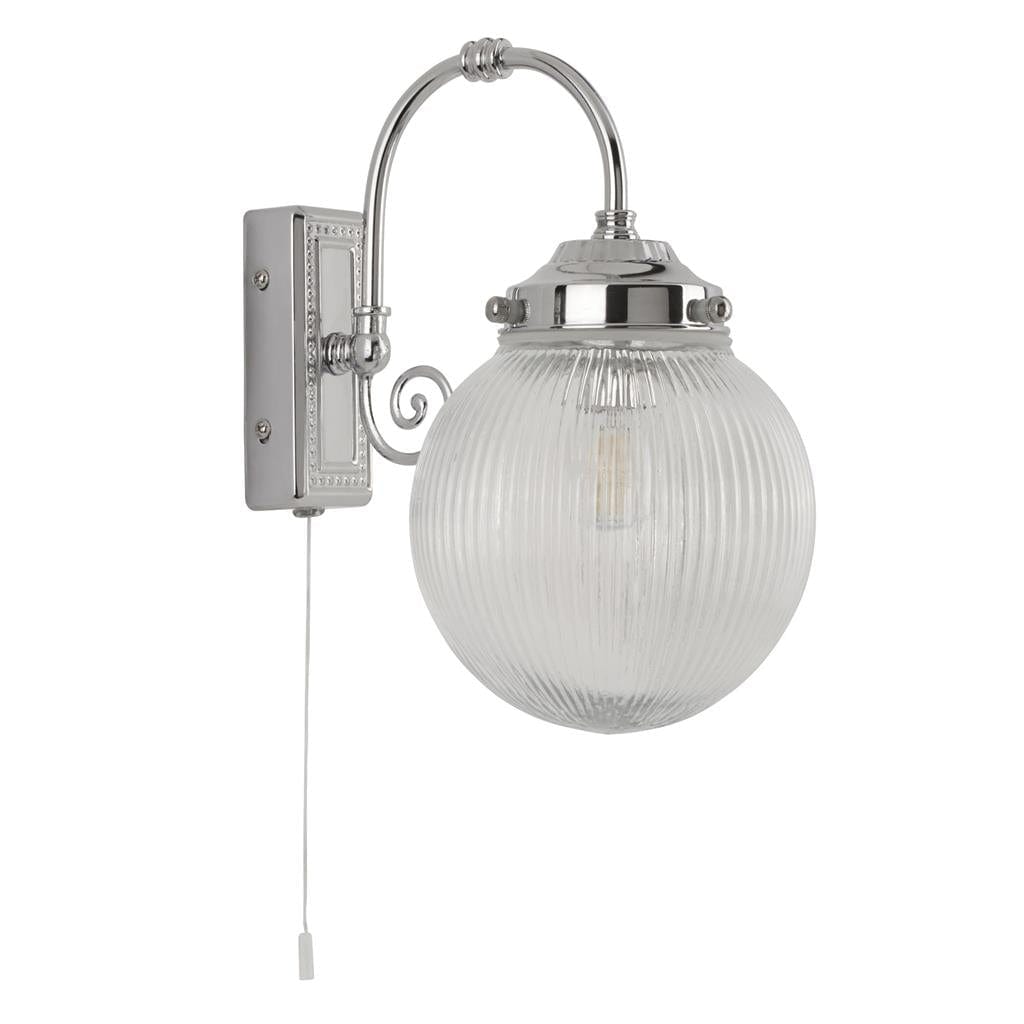 Searchlight Belvue Wall Light  - Chrome Metal & Acid Glass 3259CC