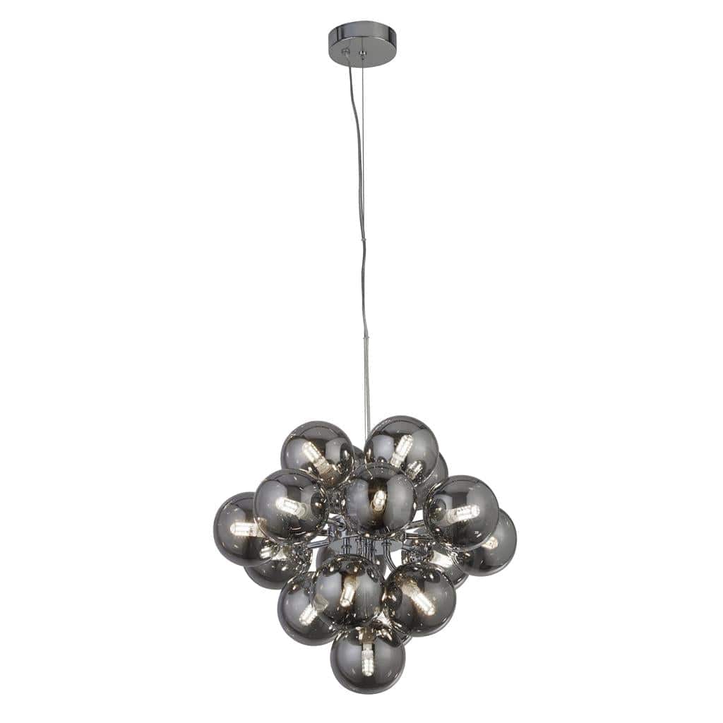 Searchlight Berry 17Lt Pendant  - Chrome Metal & Smoked Glass 52131-17SM