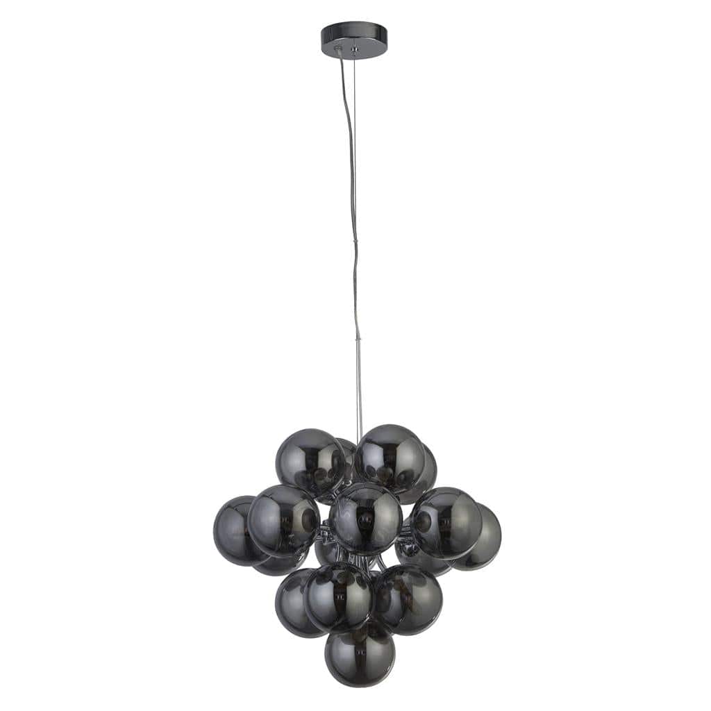 Searchlight Berry 17Lt Pendant  - Chrome Metal & Smoked Glass 52131-17SM