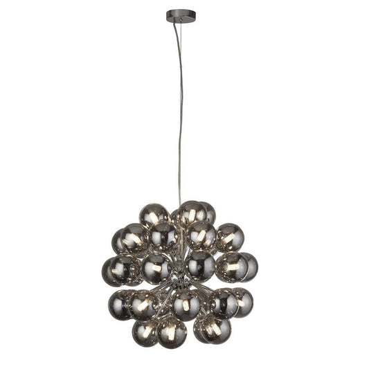 Searchlight Berry 27Lt Pendant - Chrome Metal & Smoked Glass 52131-27SM