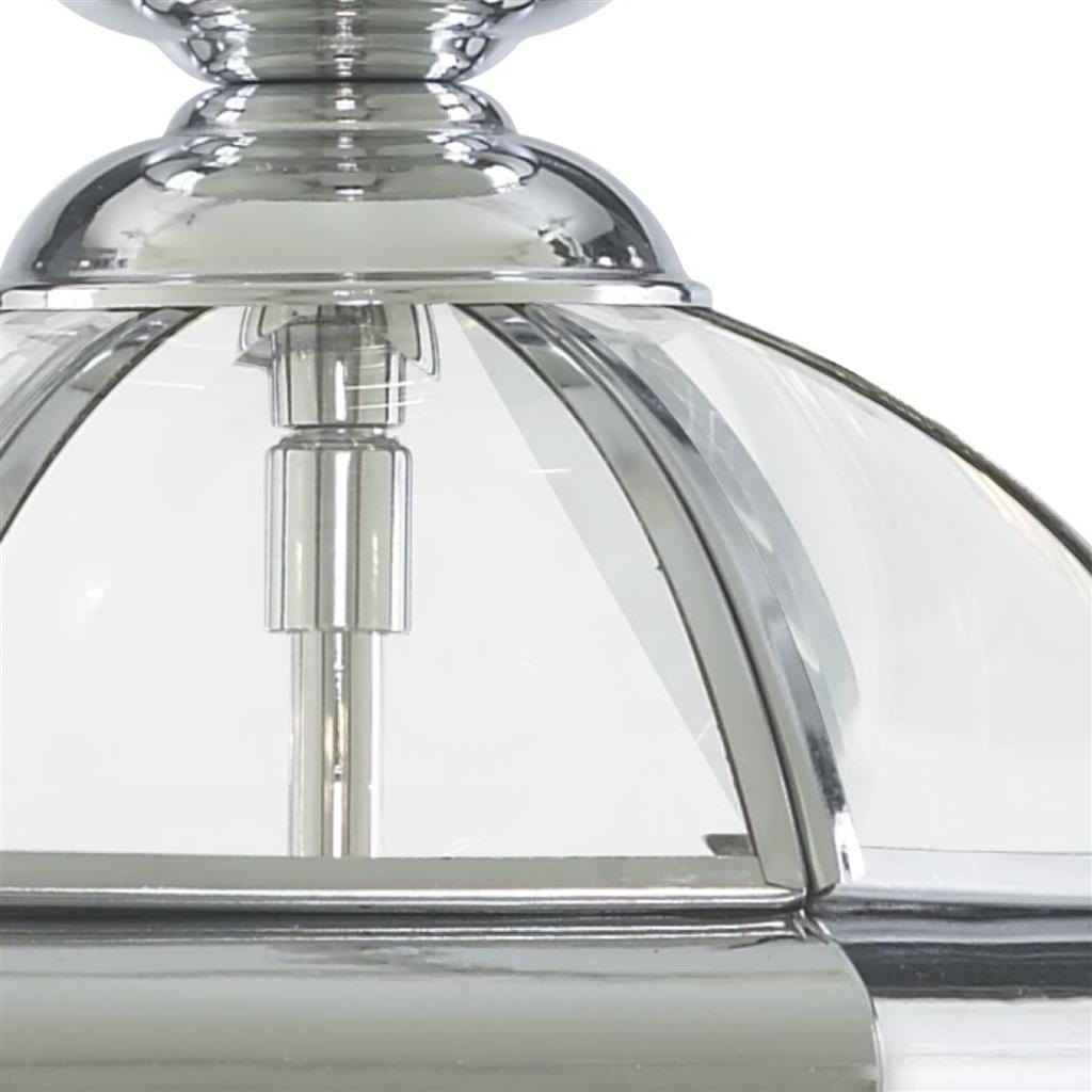 Searchlight Bevelled Lantern 3Lt Pendant - Chrome Metal & Clear Glass 5133CC