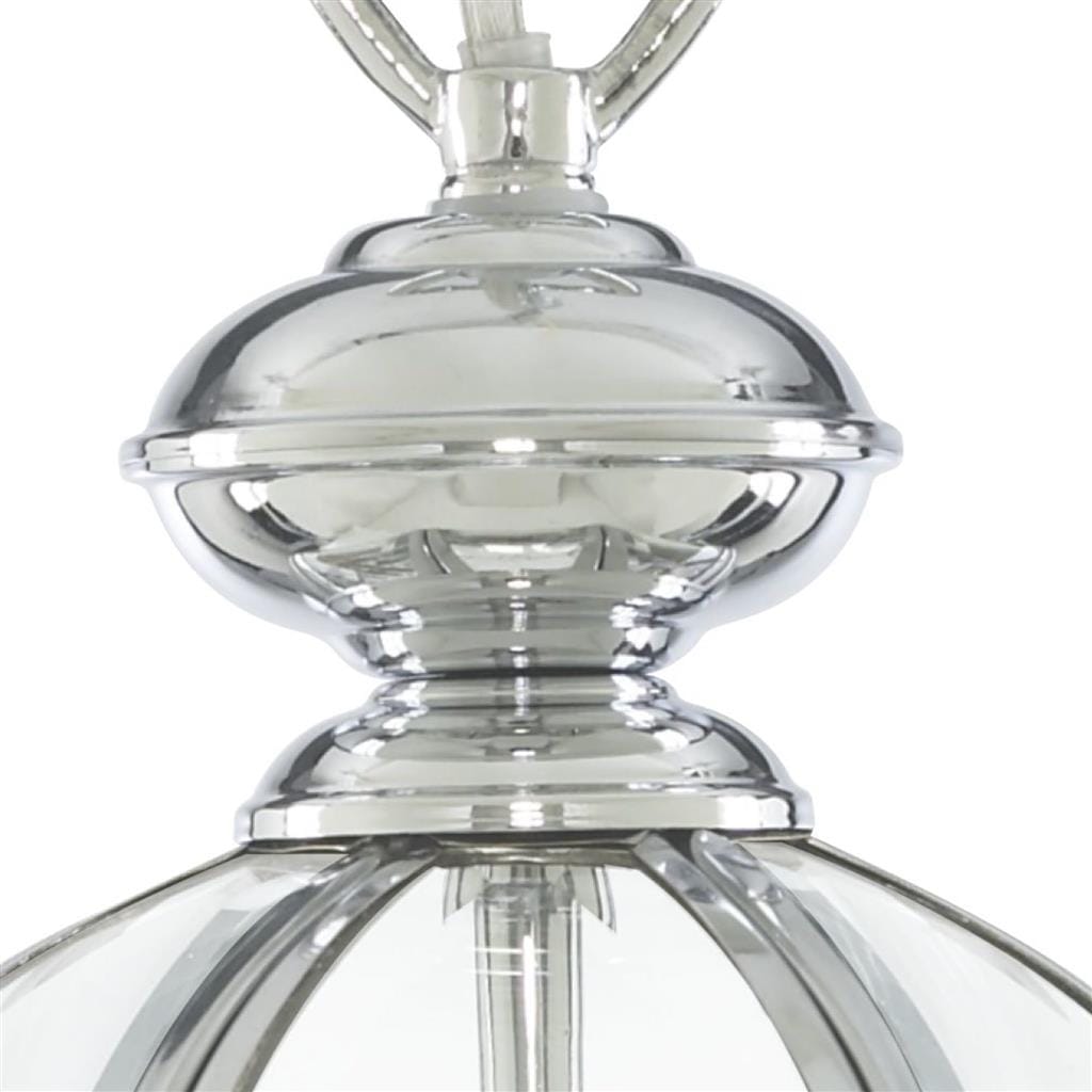 Searchlight Bevelled Lantern Pendant  - Chrome Metal & Clear Glass 5131CC