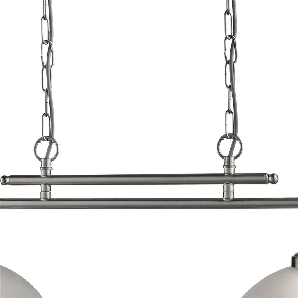 Searchlight Bistro 2Lt Bar Pendant  - Satin Silver Metal & Glass 2682-2SS