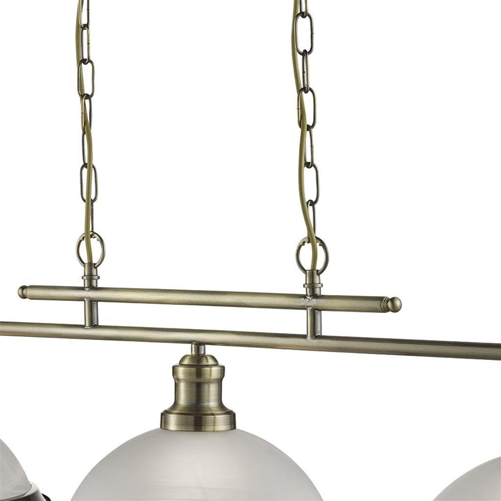 Searchlight Bistro 3Lt Bar Pendant - Antique Brass Metal & Acid Glass 2683-3AB