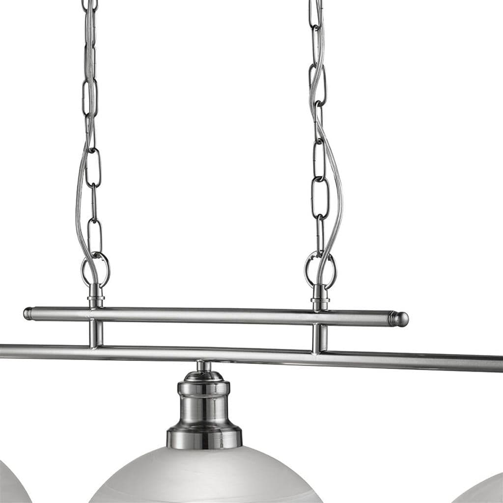 Searchlight Bistro  3Lt Bar Pendant - Satin Silver Metal & Acid Glass 2683-3SS