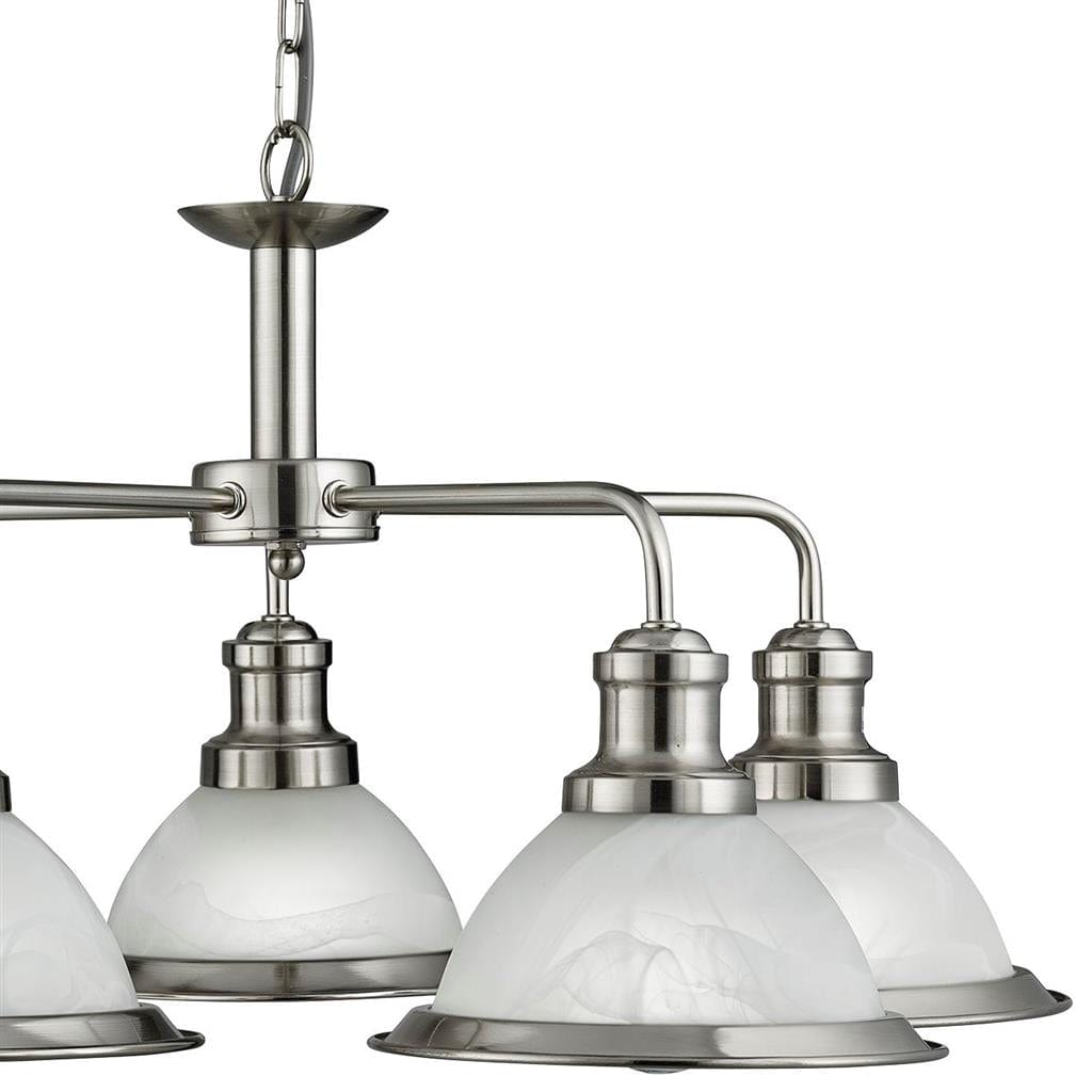 Searchlight Bistro 5Lt Pendant - Satin Silver & Glass 1595-5SS