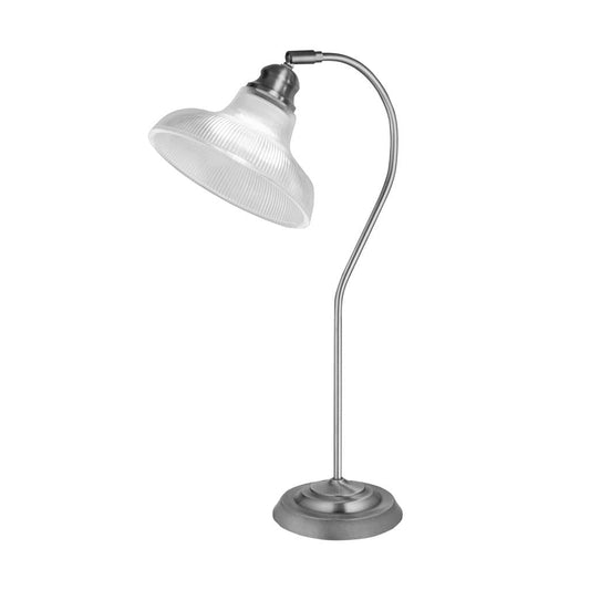 Searchlight Bistro III Table Lamp -Satin Silver & Holphane Style Glass 7180SS