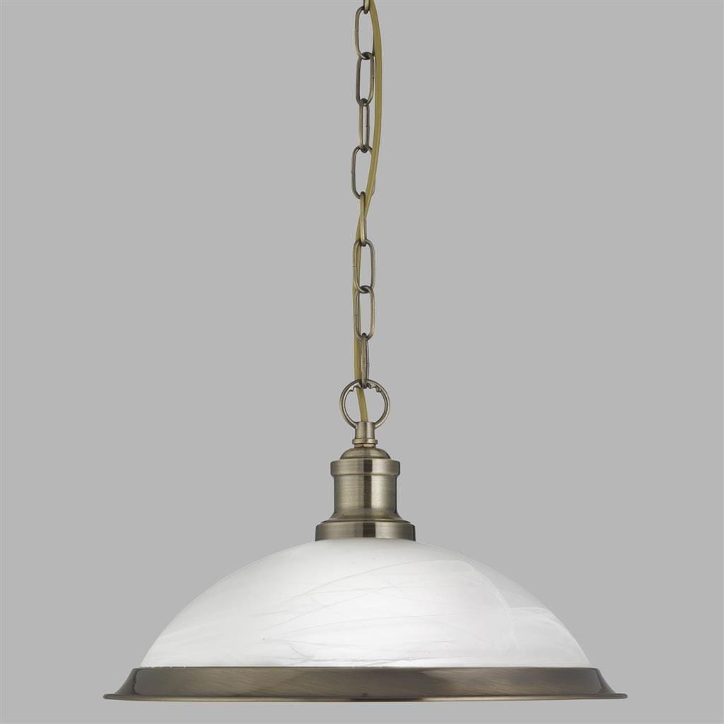 Searchlight Bistro Pendant - Antique Brass Metal & Acid Glass 1591AB