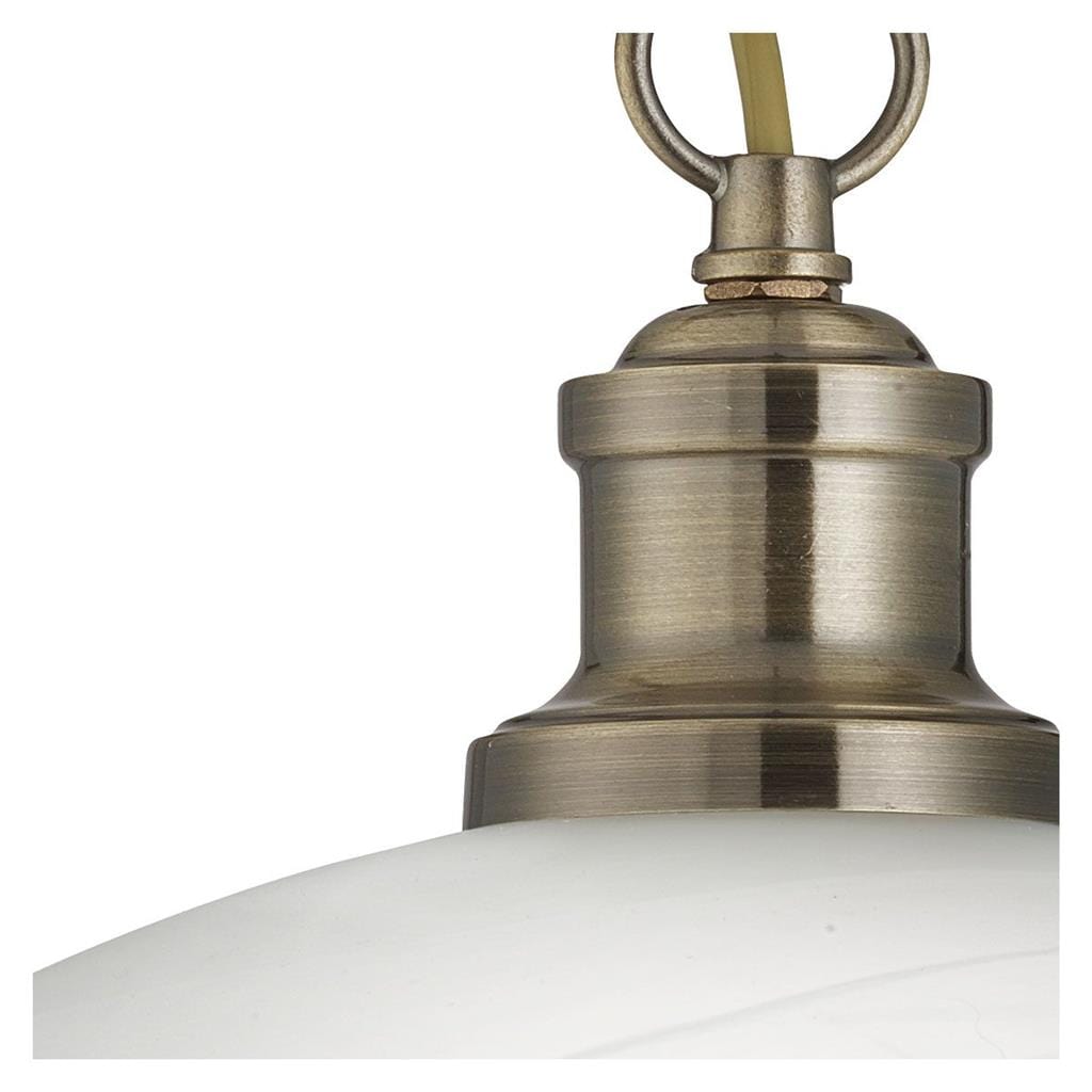 Searchlight Bistro Pendant - Antique Brass Metal & Acid Glass 1591AB