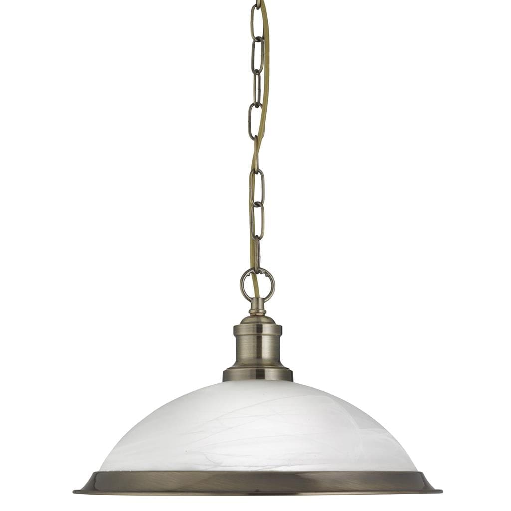 Searchlight Bistro Pendant - Antique Brass Metal & Acid Glass 1591AB