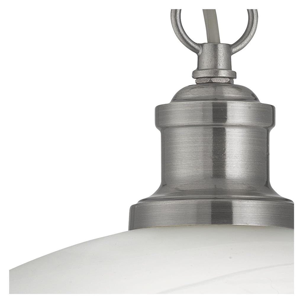 Searchlight Bistro  Pendant  - Satin Silver Metal & Acid Glass 1591SS