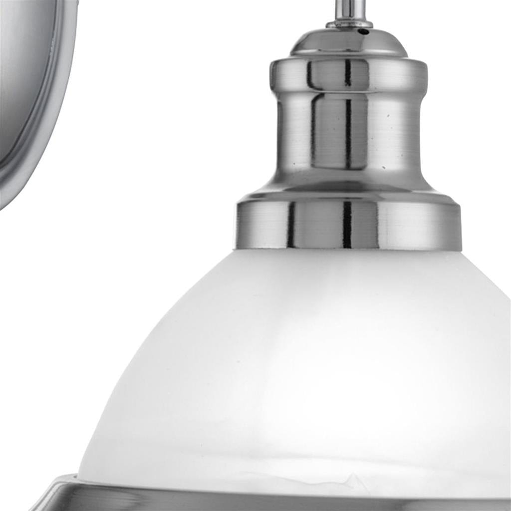 Searchlight Bistro  Wall Light  - Satin Silver Metal & Acid Glass 1481SS