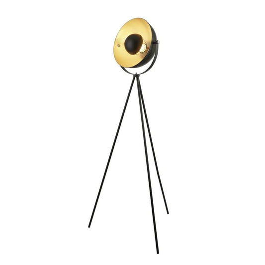 Searchlight Blink Tripod Floor Lamp - Black Matt Metal & Gold 8022BK