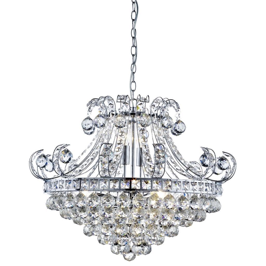 Searchlight Bloomsbury 6Lt Tiered Chandelier - 
Chrome, Clear Crystal 5046-6CC