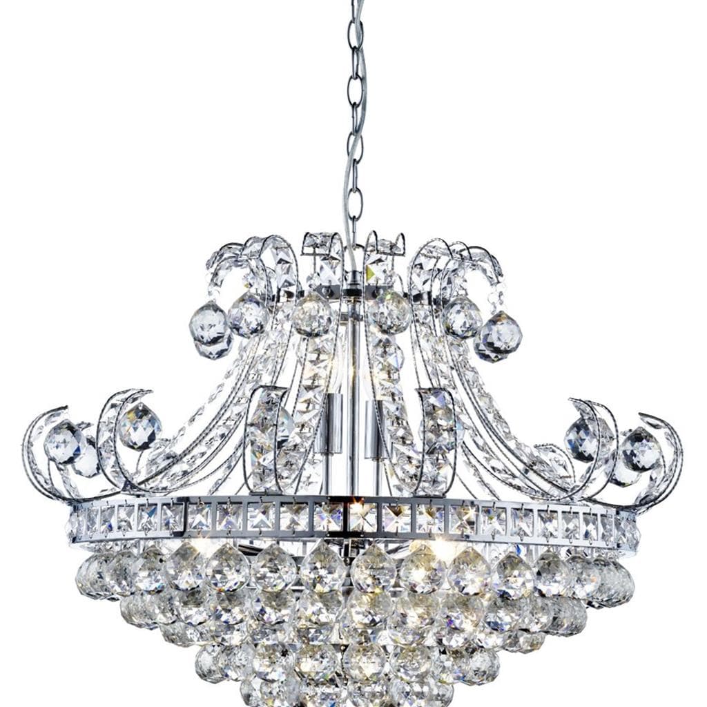 Searchlight Bloomsbury 6Lt Tiered Chandelier - 
Chrome, Clear Crystal 5046-6CC