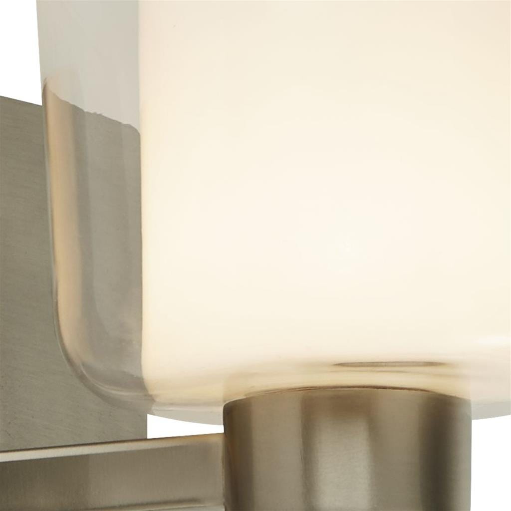 Searchlight Bolivia Wall Light - Satin Nickel Metal, Clear & Opal Glass 6051SN