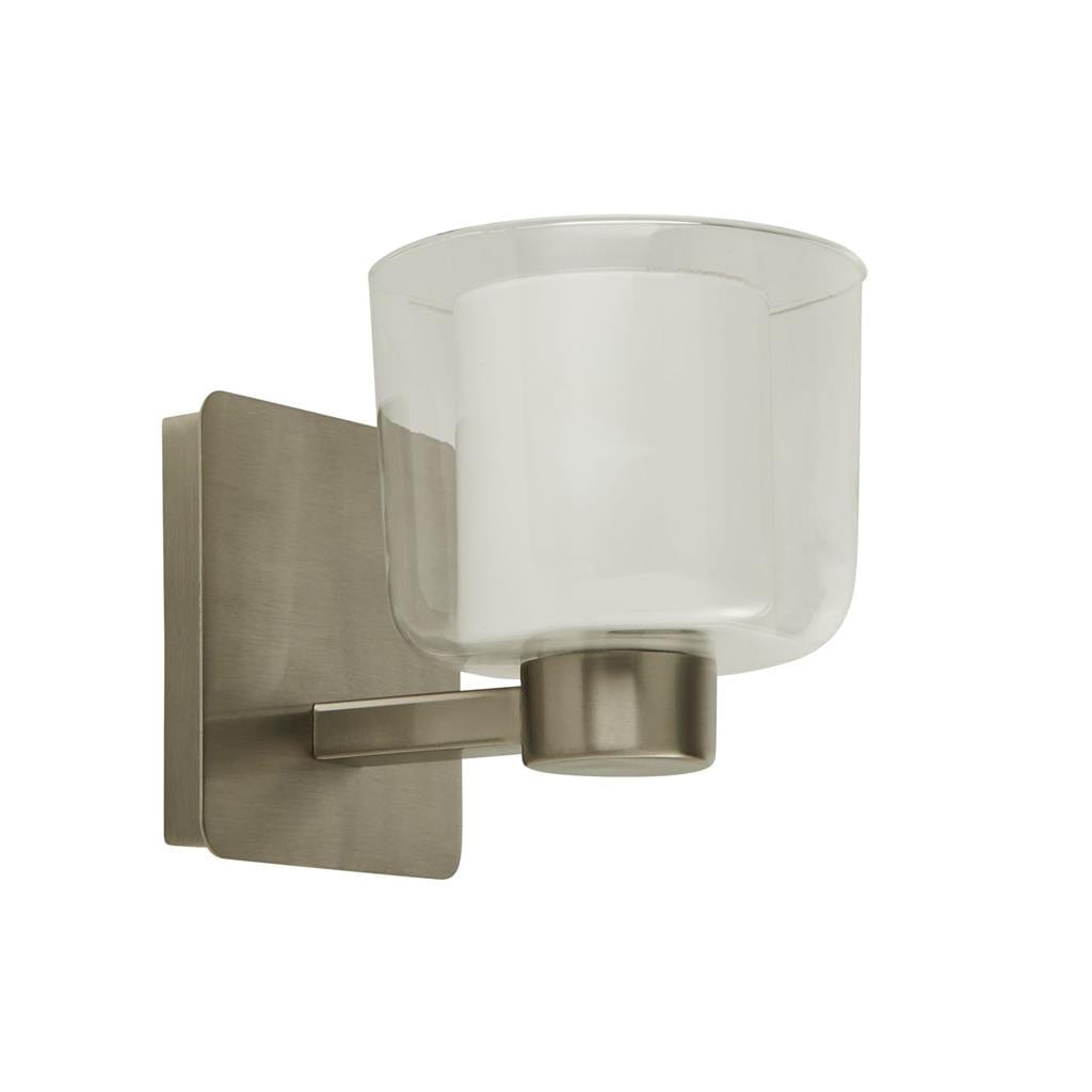 Searchlight Bolivia Wall Light - Satin Nickel Metal, Clear & Opal Glass 6051SN