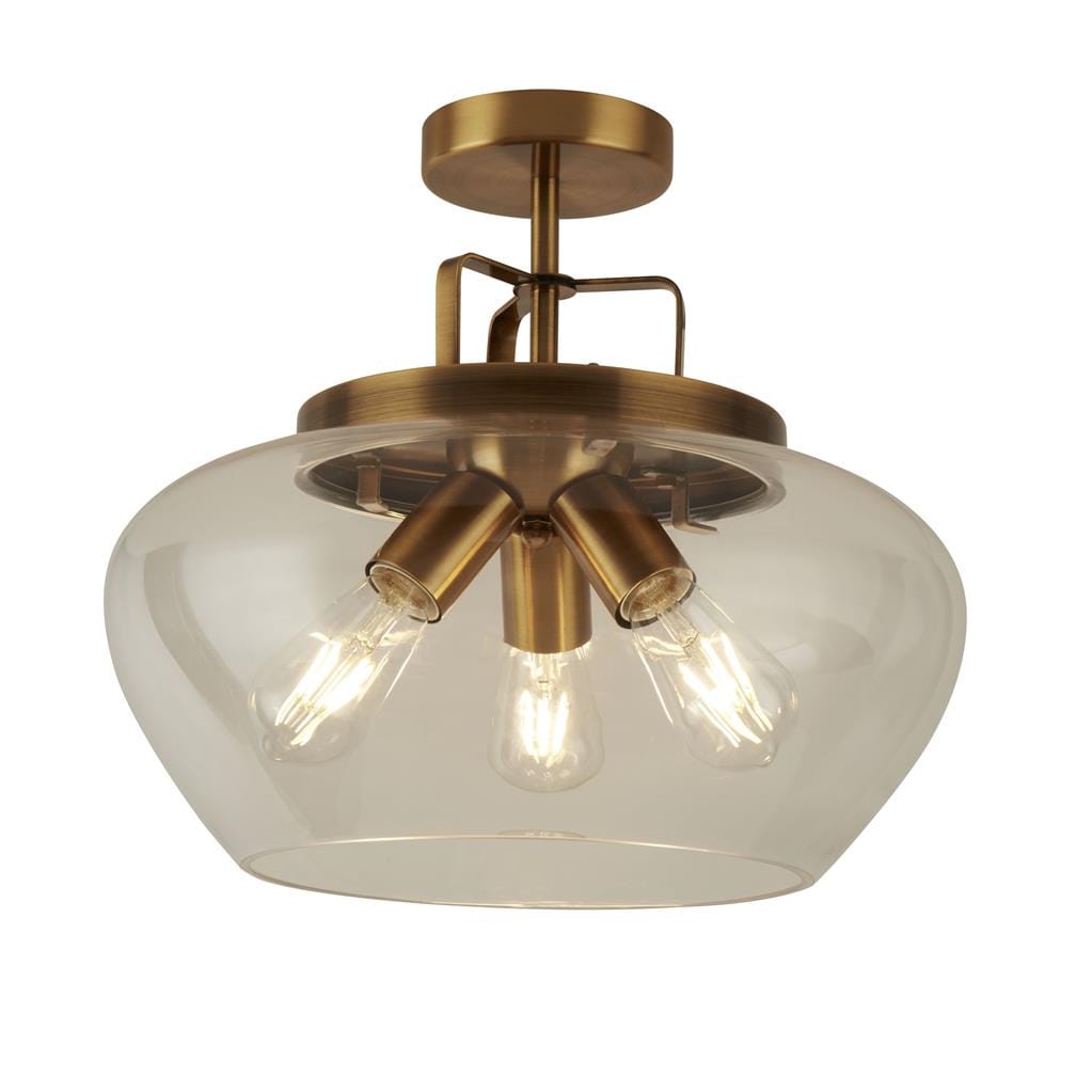 Searchlight Boule 3Lt Semi Flush - Bronze & Clear Glass 8973-3BZ