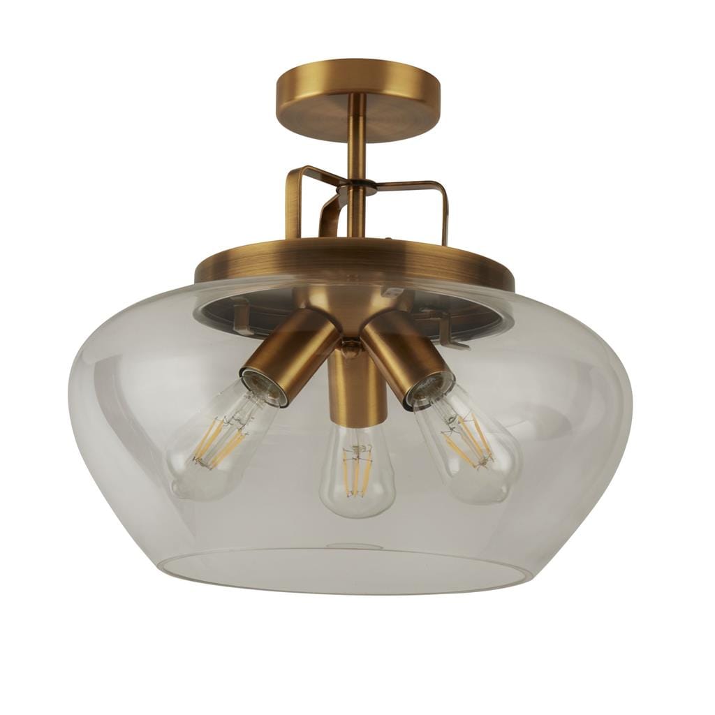 Searchlight Boule 3Lt Semi Flush - Bronze & Clear Glass 8973-3BZ