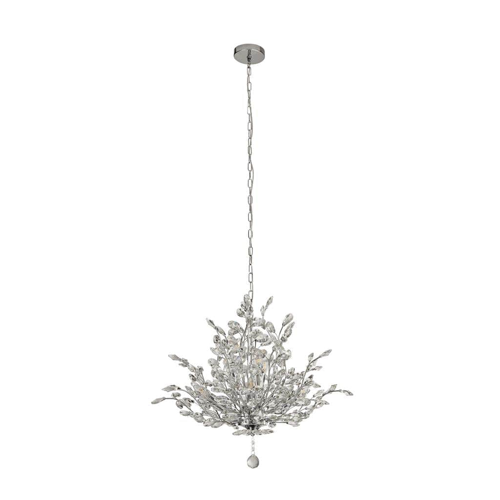 Searchlight Bouquet  7Lt Pendant - Chrome Metal & Crystal 8807-7CC