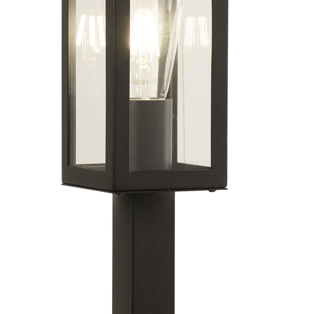 Searchlight Box Outdoor Post - Black Metal & Clear Glass 6441-450BK