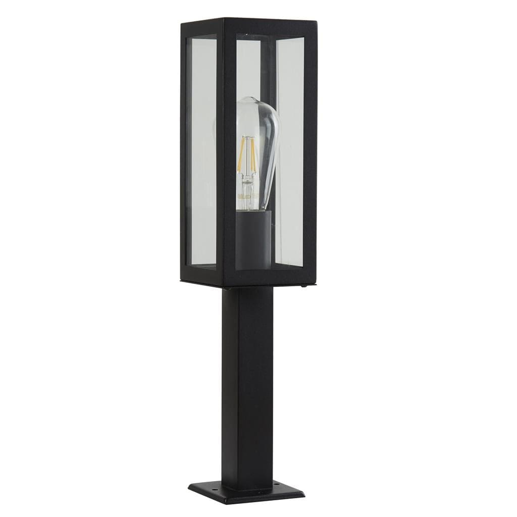 Searchlight Box Outdoor Post - Black Metal & Clear Glass 6441-450BK