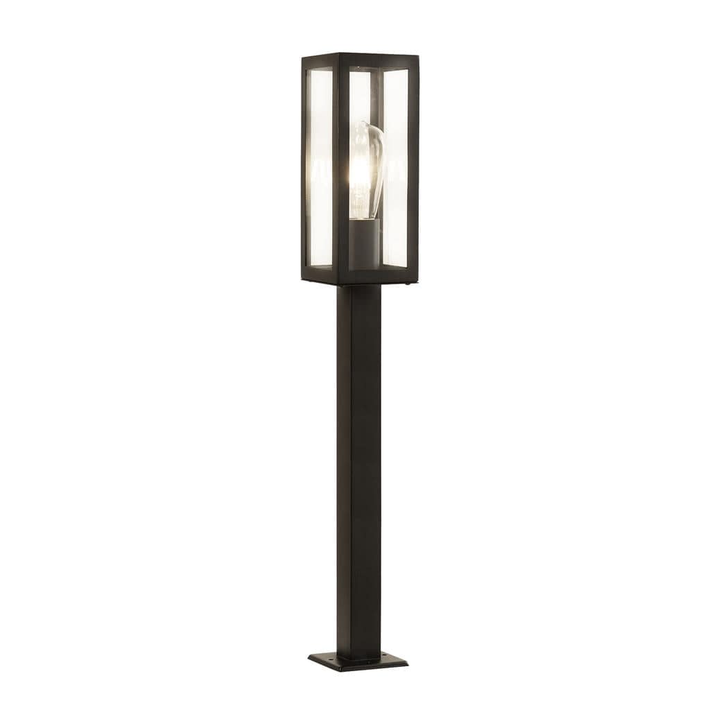 Searchlight Box Outdoor Post - Black Metal & Clear Glass 6441-900BK