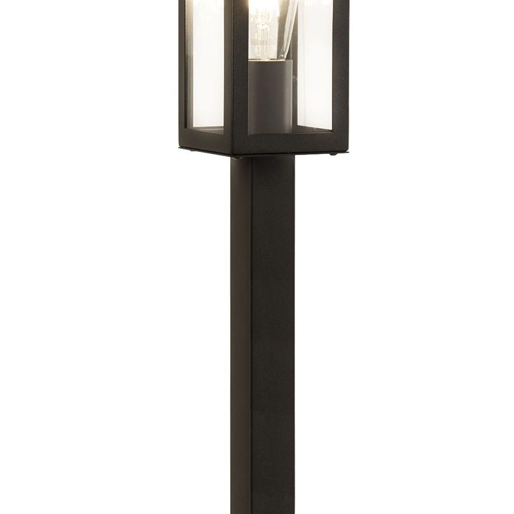 Searchlight Box Outdoor Post - Black Metal & Clear Glass 6441-900BK