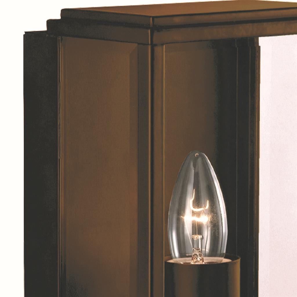 Searchlight Box Outdoor Wall Light - Rustic Brown & Glass 8204RUS