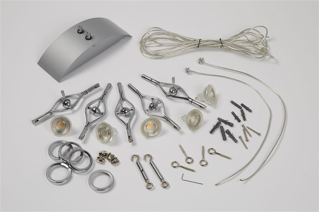 Searchlight Cable & Spot 5Lt LED Kit - Chrome Metal 5098-05-LED