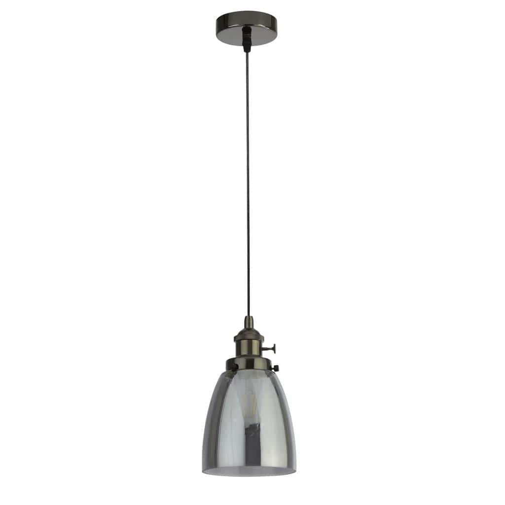 Searchlight Camden Pendant  - Black Chrome Metal & Smoked Glass 1921-1BC