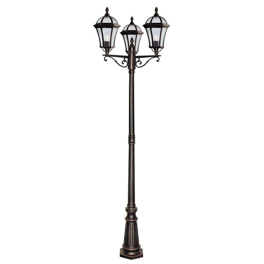 Searchlight Capri Outdoor Post - Rustic Brown Metal & Glass 1569-3