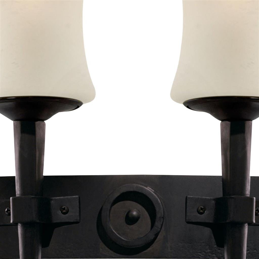 Searchlight Cartwheel 2Lt Wall Light  - Black Metal & Sanded Glass 0812-2BK