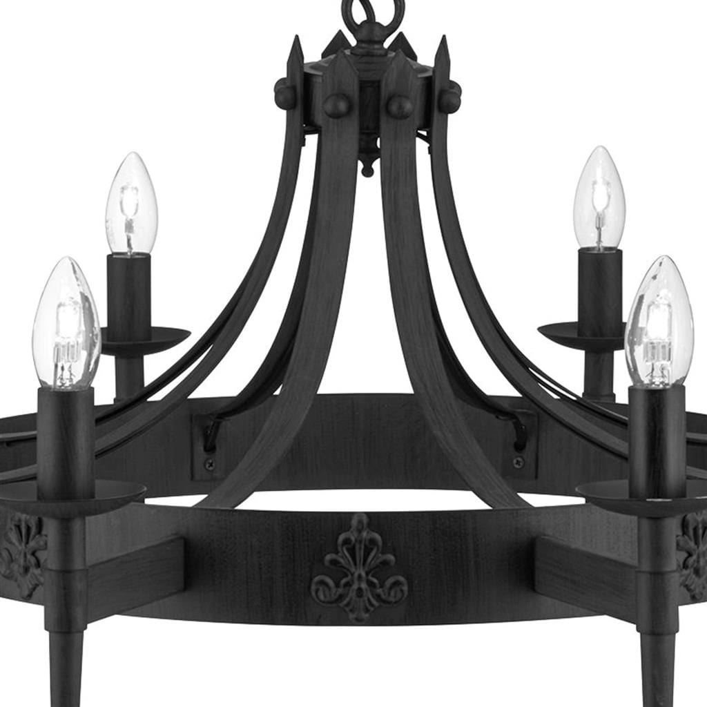 Searchlight Cartwheel II  8Lt Pendant - Black Wrought Iron 2428-8BK