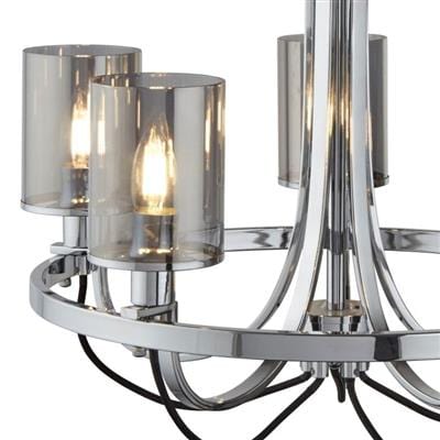 Searchlight Catalina 5Lt Pendant - Chrome Metal & Smoked Glass 9045-5CC