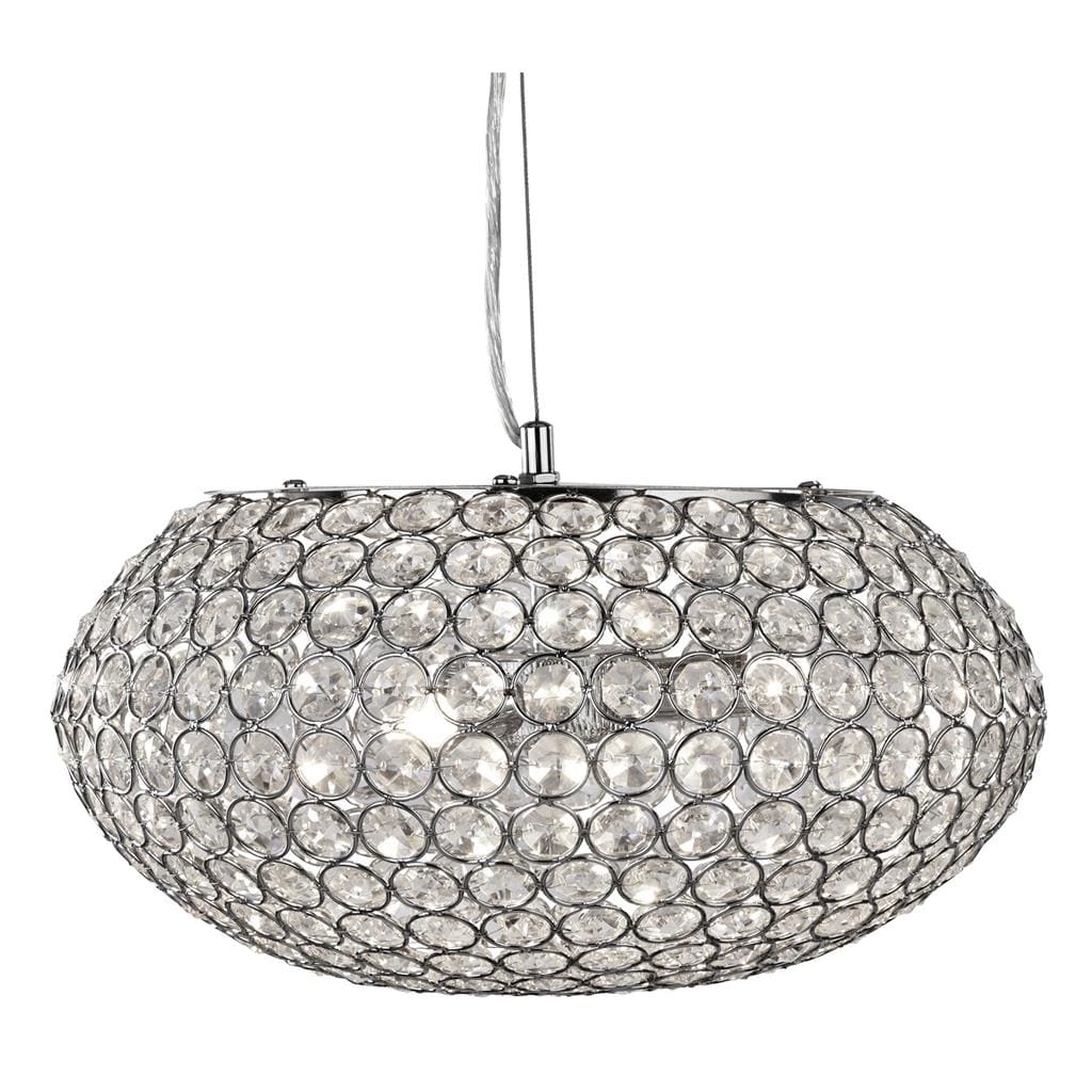 Searchlight Chantilly 3Lt Pendant - Chrome Metal & Crystal Buttons 7163-3CC