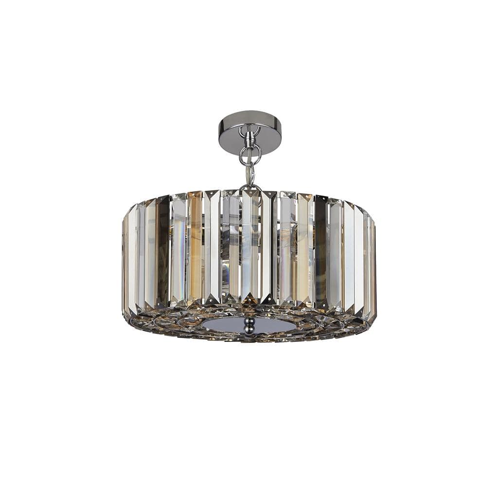 Searchlight Chapeau 3Lt Pendant/Semi-Flush - Chrome & Mixed Glass 82101-3CC