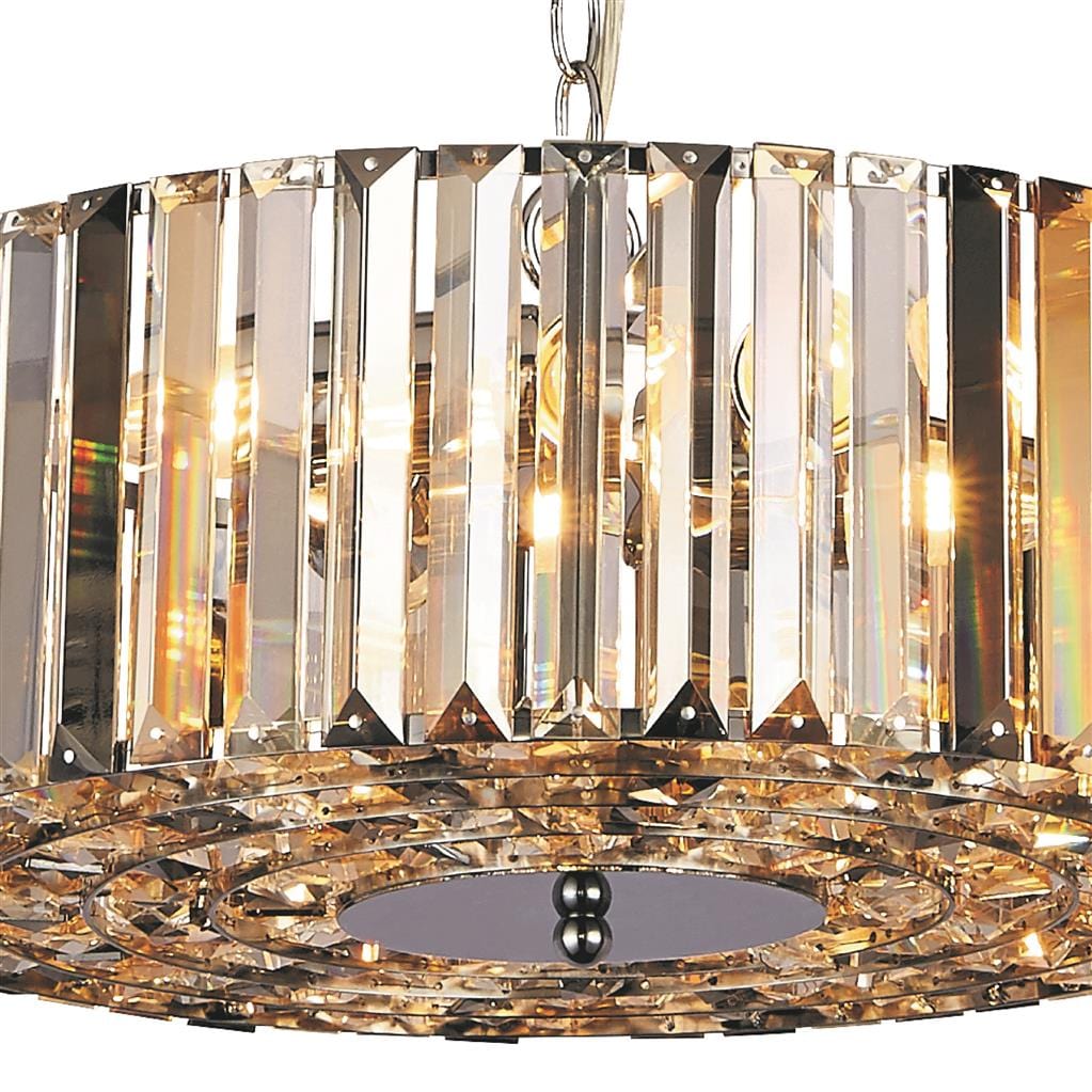 Searchlight Chapeau 5Lt Pendant/Semi-Flush - Chrome & Mixed Glass 82101-5CC