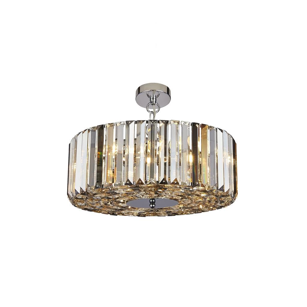 Searchlight Chapeau 5Lt Pendant/Semi-Flush - Chrome & Mixed Glass 82101-5CC