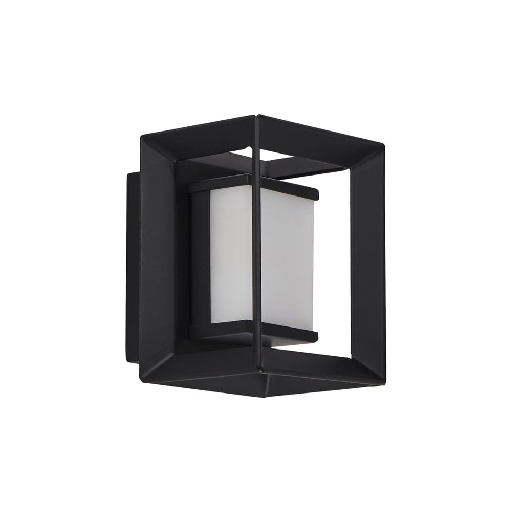 Searchlight Chaplin Wall Light - Black Metal & Opal Acrylic 74303-1BK