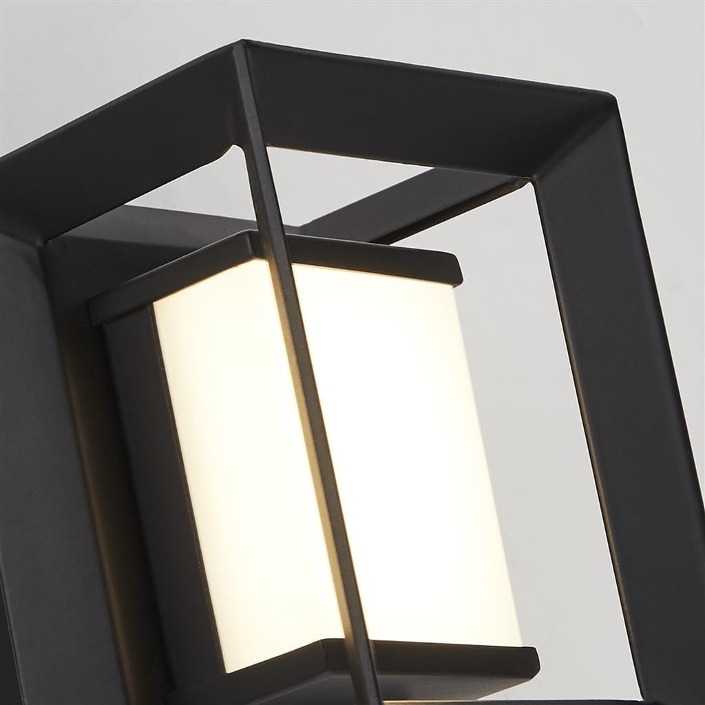 Searchlight Chaplin Wall Light - Black Metal & Opal Acrylic 74303-1BK