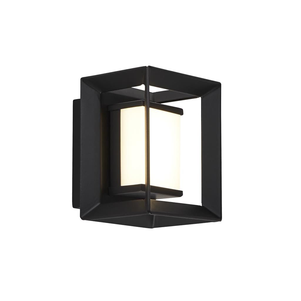 Searchlight Chaplin Wall Light - Black Metal & Opal Acrylic 74303-1BK