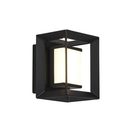 Searchlight Chaplin Wall Light - Black Metal & Opal Acrylic 74303-1BK