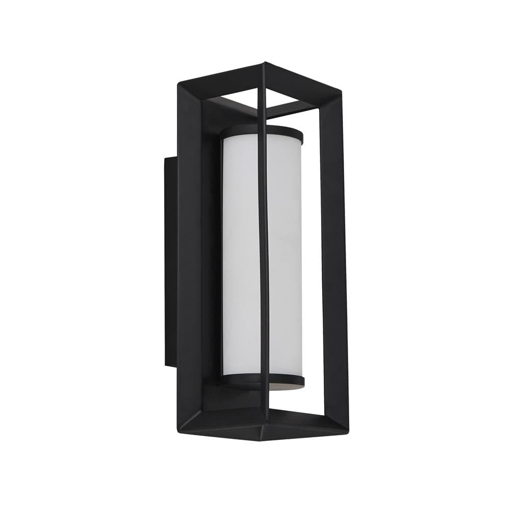 Searchlight Chaplin Wall Light - Black Metal & Opal Acrylic 74304-1BK