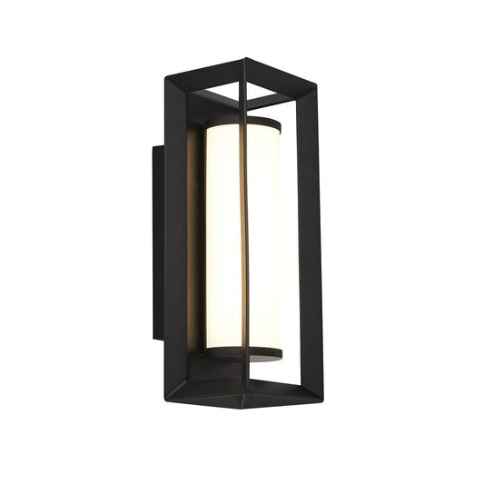 Searchlight Chaplin Wall Light - Black Metal & Opal Acrylic 74304-1BK