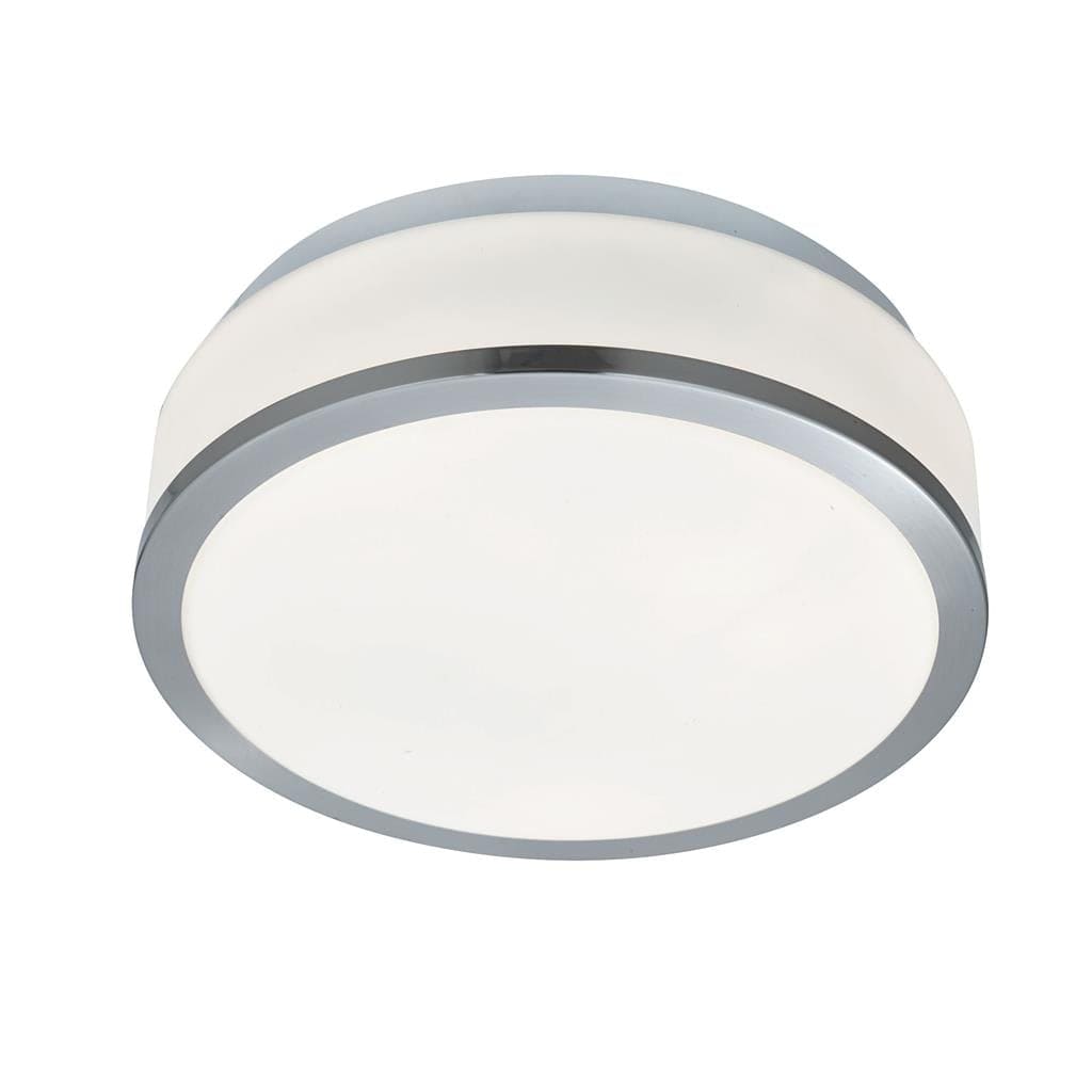 Searchlight Cheese 2Lt Flush - Satin Silver Metal & White Glass 7039-23SS