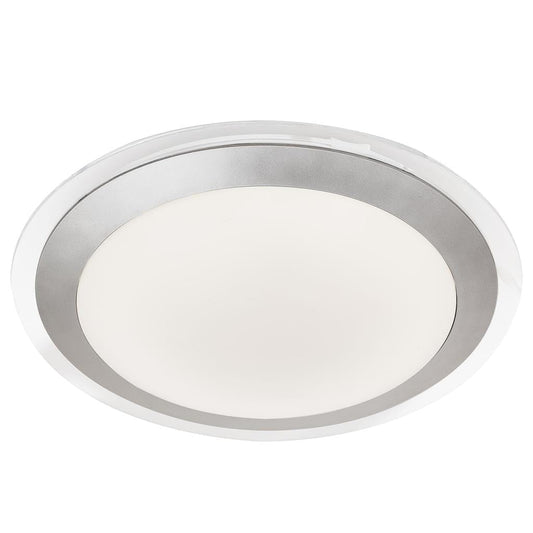 Searchlight Chester LED Bathroom Flush  -  Acrylic & Silver Metal, IP44 7684-33SI